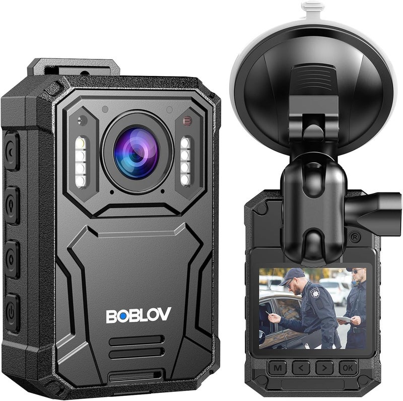 BOBLOV KJ23Pro 2K Body Camera, 64GB Body Camera with Night Vision, 4000mAh Battery for 15 Hours Continuous Recording, IP66 Waterproof Design for Law Enforcement, Security, and Outdoor Work（64GB） - Image 1